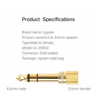  Адаптер UGREEN (20503) 6.5mm Male to 3.5mm Female Adapter 