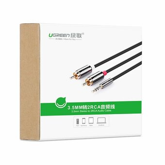  Аудиокабель UGREEN AV116 (10583) 3.5mm Male to 2RCA Male Cable 1.5m Black 