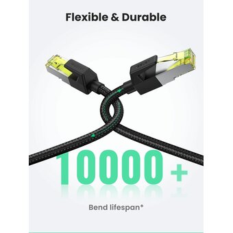  Кабель UGREEN NW150 (80420) CAT7 Shielded Round Cable with Braided Modular Plugs, 0,5м черный 