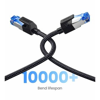  Кабель сетевой UGREEN NW153 (80429) Cat 8 Classⅰf/FTP Round Ethernet Cable With Braid 1m Black 