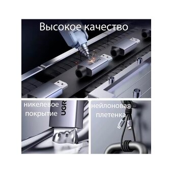  Кабель UGREEN DP131 (55566) DisplayPort Up to 16K 60Hz Cable 0,5m Gray 