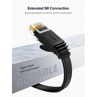  Кабель сетевой UGREEN NW102 (50172) Cat 6 8-Core U/UTP Flat Ethernet Cable 0.5m Black 