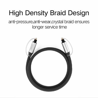  Аудиокабель UGREEN AV108 (10539) Toslink Optical Male To Male Audio Cable 1m Black/Silver 