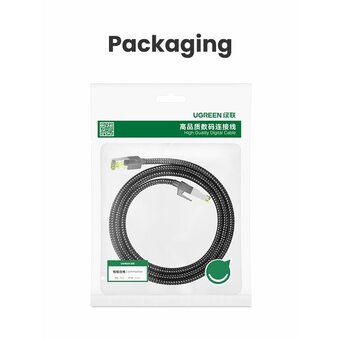  Кабель UGREEN NW150 (80420) CAT7 Shielded Round Cable with Braided Modular Plugs, 0,5м черный 