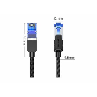  Кабель сетевой UGREEN NW153 (80429) Cat 8 Classⅰf/FTP Round Ethernet Cable With Braid 1m Black 