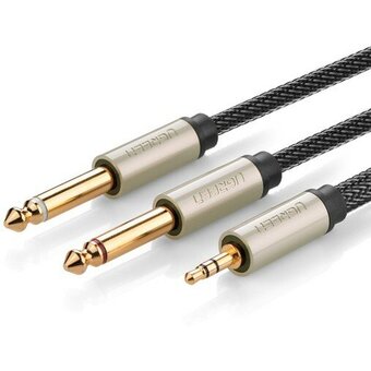  Кабель UGREEN AV126 (10613) 3.5mm TRS to Dual 6.35mm TS Audio Cable 1m Gray 