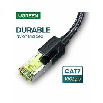  Кабель UGREEN NW150 (80420) CAT7 Shielded Round Cable with Braided Modular Plugs, 0,5м черный 