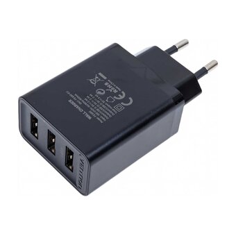  Сетевое зарядное устройство Vention FEAB0-EU на 3 порта USB 2.4A Черный 