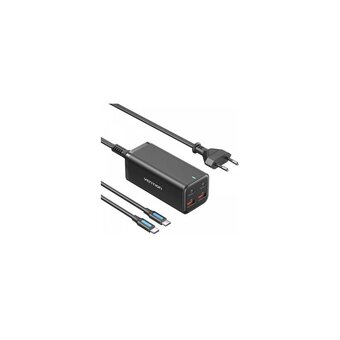  Сетевое зарядное устройство Vention FBSBG-EU на 4 порта GaN 100W USB (C+C+A+A) Чёрный 