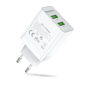  Сетевое зарядное устройство Vention FBAW0-EU на 2 порта USB (A+A) QC 3.0 Белый 