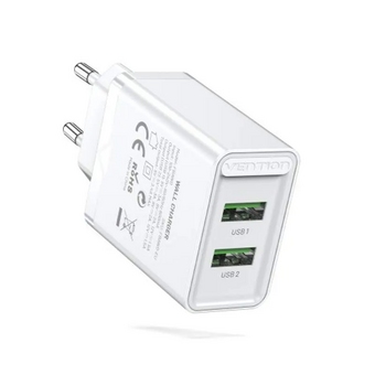  Сетевое зарядное устройство Vention FBAW0-EU на 2 порта USB (A+A) QC 3.0 Белый 