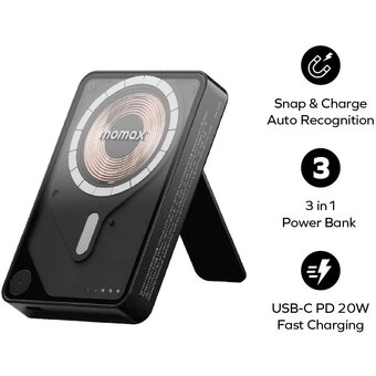 Портативное зарядное устройство Momax IP132HKD 1-Power X Pro+ Black 