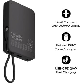  Портативное зарядное устройство Momax IP152D 1-Power X Black 