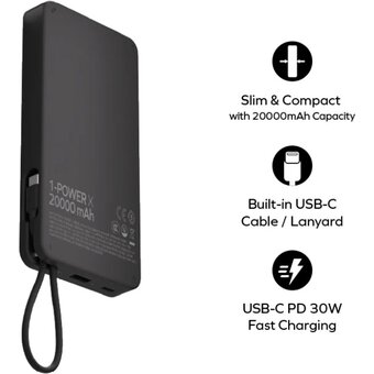  Портативное зарядное устройство Momax IP153D 1-Power X Black 