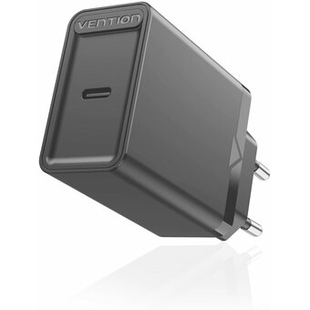  Сетевое зарядное устройство Vention FADB0-EU на 1 порт USB C QC 4.0 Чёрный 