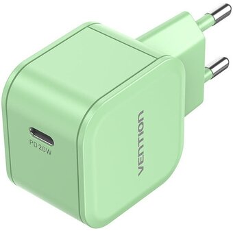  Сетевое зарядное устройство Vention FEJG0-EU на 1 порт USB С 20W Зелёный 