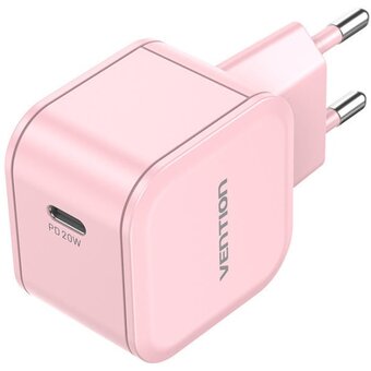  Сетевое зарядное устройство Vention FEJP0-EU на 1 порт USB С 20W Розовый 