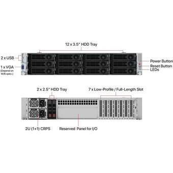  Корпус Ablecom CS-R29-05P 2U chassis, E-ATX, ATX, Micro-ATX, Mini-ITX MBs, 12 x 3.5'' hs, 1200W CRPS(1+1), no rails 