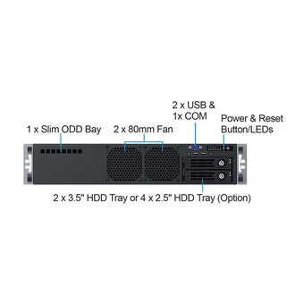  Корпус Ablecom CS-R27S-05P 2U chassis, ATX, Micro-ATX, Mini-ITX MBs, 2 x 3.5''hs + 3.5'' internal 1 2.5'' flex 500W, no rails 