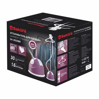 Отпариватель Sakura SA-3920BR ягодный 1,6л 2000Вт   Отпариватель Sakura SA-3920BR ягодный 1,6л 2000Вт