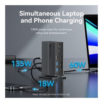  Мультифункциональная док-станция Vention TPFH0-EU USB Type C 14 в 1 с поддержкой Thunderbolt 4 