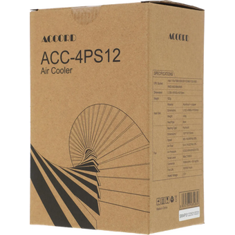  Кулер Accord ACC-4PS12, ARGB Soc-AM5/AM4/1200/1700/1851 черный 4-pin 37dB Al+Cu 180W 610gr brown box 