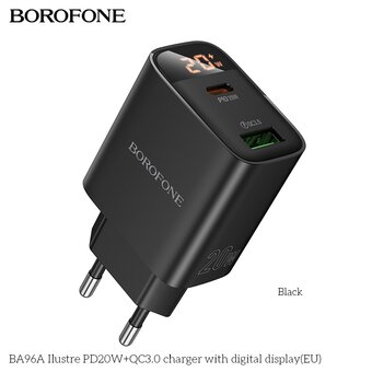  СЗУ BOROFONE BA96A Ilustre PD20W+QC3.0 with digital display EU черный 