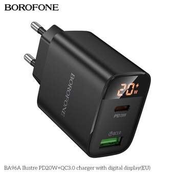  СЗУ BOROFONE BA96A Ilustre PD20W+QC3.0 with digital display EU черный 