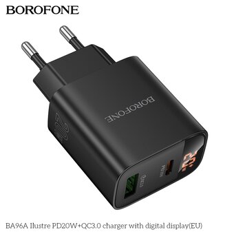  СЗУ BOROFONE BA96A Ilustre PD20W+QC3.0 with digital display EU черный 