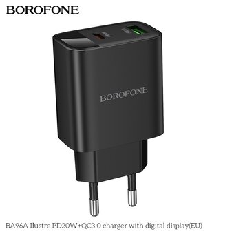  СЗУ BOROFONE BA96A Ilustre PD20W+QC3.0 with digital display EU черный 