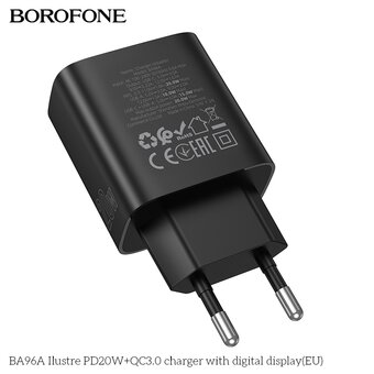  СЗУ BOROFONE BA96A Ilustre PD20W+QC3.0 with digital display EU черный 
