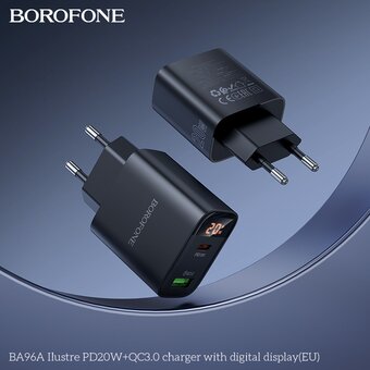  СЗУ BOROFONE BA96A Ilustre PD20W+QC3.0 with digital display EU черный 