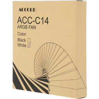  Вентилятор Accord ACC-C14 (ACC-C14 ARGB White) 3-pin, 1200об/мин, 26 дБ, ARGB, белый, brown box 