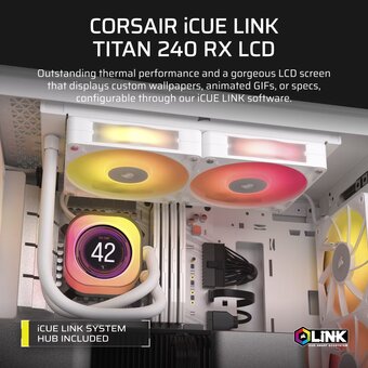  СВО Corsair iCUE Link Titan 240 RX LCD (CW-9061025-WW) (240mm, White, RGB/ Fans 2x120mm, 73.5CFM, 36dBA) 