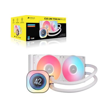  СВО Corsair iCUE Link Titan 240 RX LCD (CW-9061025-WW) (240mm, White, RGB/ Fans 2x120mm, 73.5CFM, 36dBA) 