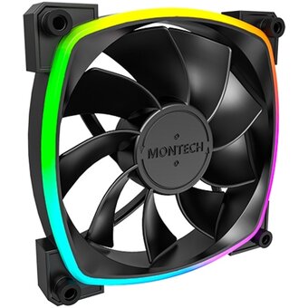  Комплект вентиляторов (3 шт.) Montech RX120 PWM Reverse Black (RX120B3P) / 120mm, 4pin PWM, 3pin ARGB, 800-1600RPM, 59.0CFM, 27.0dBA, Rifle bearing 