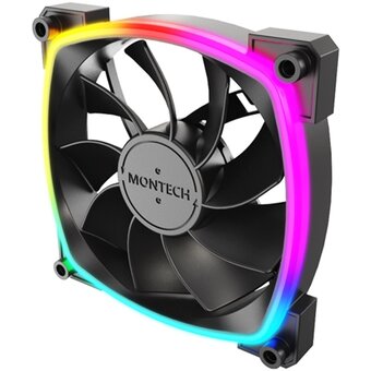  Комплект вентиляторов (3 шт.) Montech RX120 PWM Reverse Black (RX120B3P) / 120mm, 4pin PWM, 3pin ARGB, 800-1600RPM, 59.0CFM, 27.0dBA, Rifle bearing 