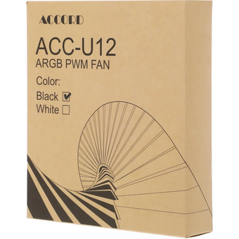  Вентилятор Accord ACC-U12 (ACC-U12 ARGB Black) 4-pin, 1600об/мин, 27 дБ, ARGB, черный, brown box 