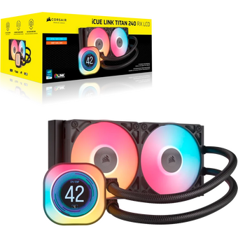  СВО Corsair iCUE Link Titan 240 RX LCD (CW-9061022-WW) (240mm, Black, RGB/ Fans 2x120mm, 73.5CFM, 36dBA) 