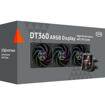  СВО PcCooler DT360 ARGB Display BK (300W, 360mm, LED temp., Black, Fans 3x120mm, 83.83CFM, 3000RPM/ Pump height) 