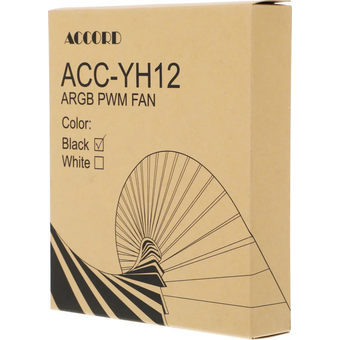  Вентилятор Accord ACC-YH12 (ACC-YH12 ARGB Black) 4-pin, 1500об/мин, 27 дБ, ARGB, черный, brown box 