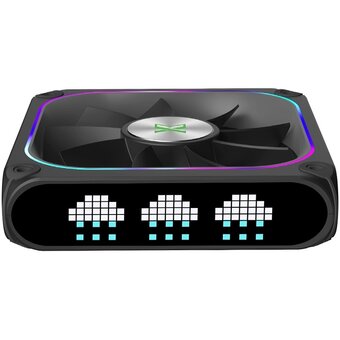  Вентилятор дополнительный XASTRA FZ120B ARGB reverse single pack 120x120x28мм ( PWM, FDB, ARGB, Matrix screen, Daisy-chain , 0-2000 rpm, black) 
