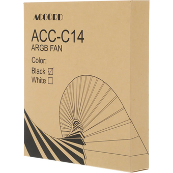  Вентилятор Accord ACC-C14 (ACC-C14 ARGB Black) 3-pin, 1200об/мин, 26 дБ, ARGB, черный, brown box 