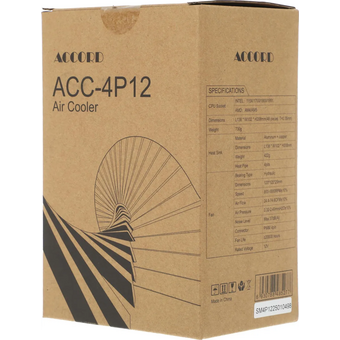  Кулер Accord ACC-4P12 Soc-AM5/AM4/1200/1700/1851 серебристый/черный 4-pin 31dB Al+Cu 180W 565gr brown box 