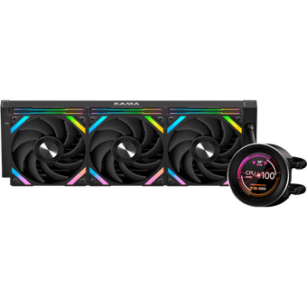  СВО SAMA Q60 (Q60-BKWANNO3-G) Black (360mm, LED temp., ARGB/ Fans 3x120mm, 86CFM, 30dBA, 2600RPM) 