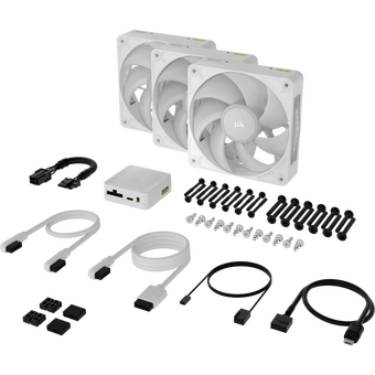  Кулер Corsair iCUE Link RX120 Max RGB (CO-9051038-WW) (120x120x30mm, 4-pin PWM, 71.3CFM, 29.5dBA, 2000RPM, White, 3pcs) 