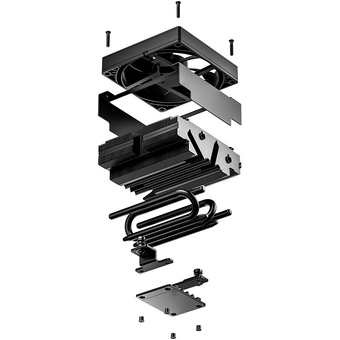  Кулер ID-COOLING IS-53-XT Black LGA1851/1700/1200/115X/AM5/AM4 низкопрофильный высота 53mm (TDP 95W, PWM, 4 тепл.трубок + медная база) 