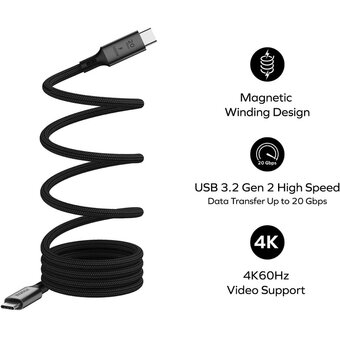  Кабель Momax Mag.Link DC51D USB-C/USB-C 1м Black 