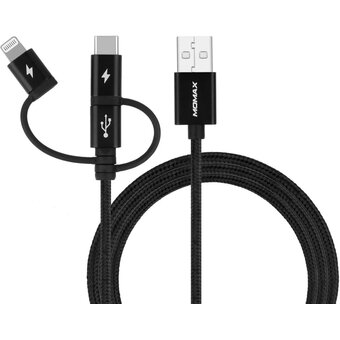  Кабель Momax OneLink 3-in-1 DX1D 1м Black 