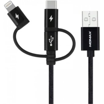  Кабель Momax OneLink 3-in-1 DX1D 1м Black 